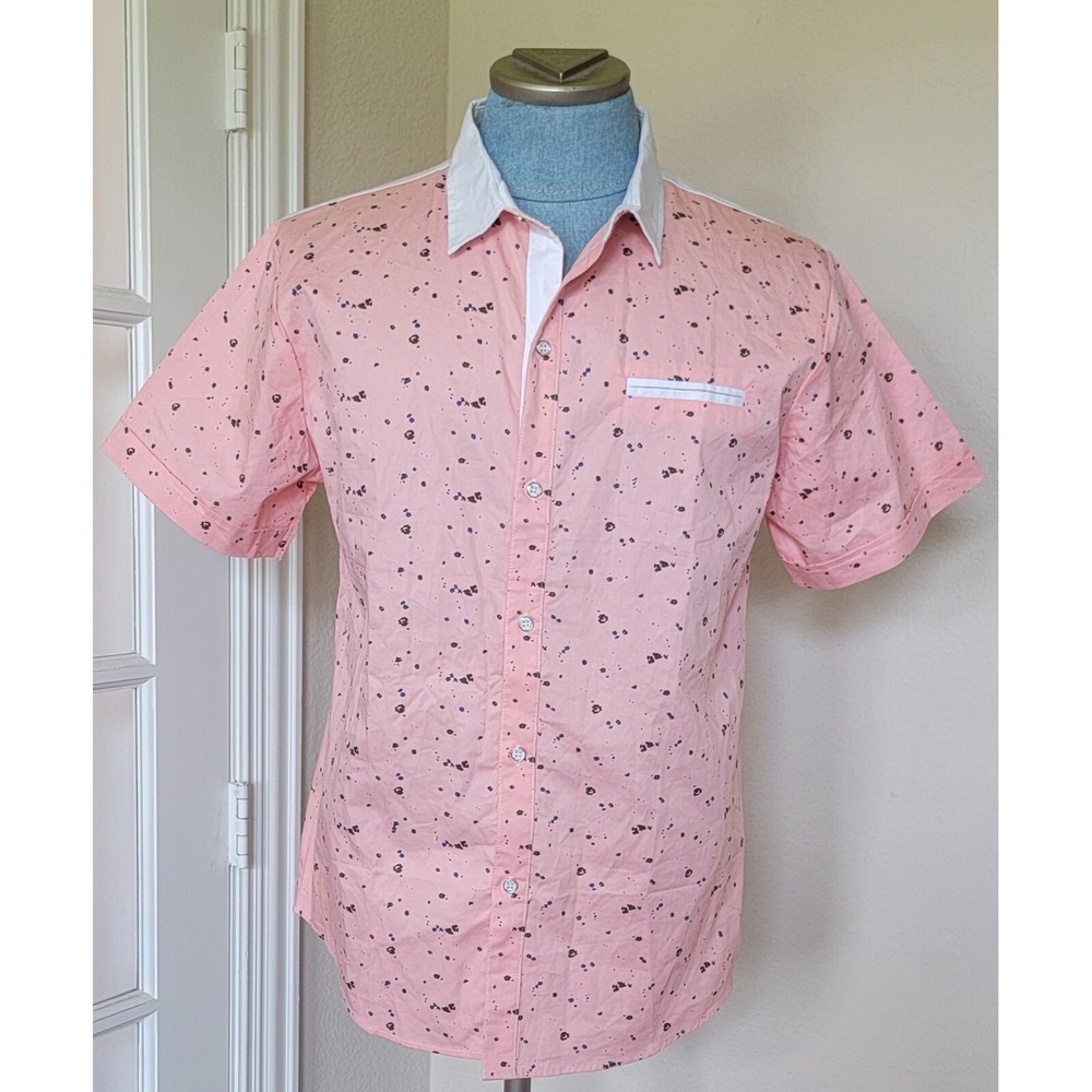 NWT SSLR Men's‎ Orange with Black Speckles & Accents Short Sleeve Shirt Size Med